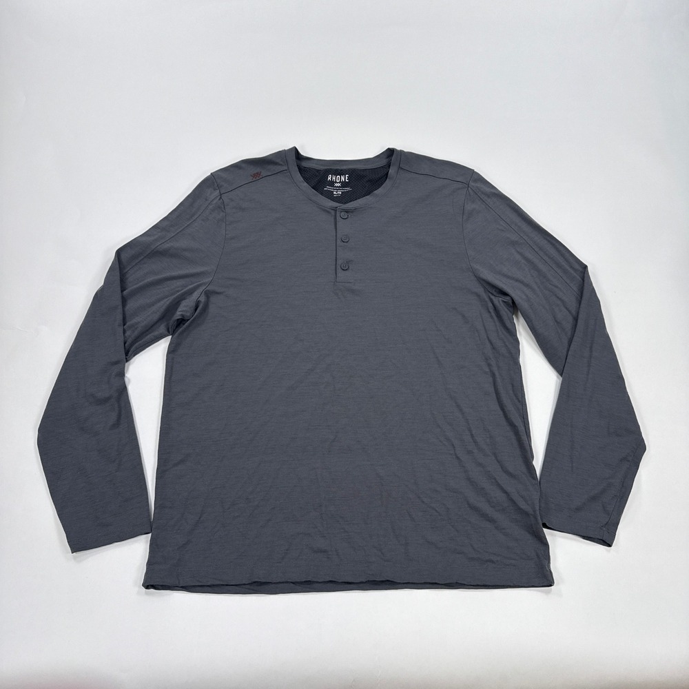 Rhone Mens Henley Shirt XL Gray Merino Wool Long Sleeve Technical Gorpcore